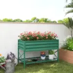 Outsunny 40" x 20" x 10" Raised Garden Bed for Flowers and Vegetables, Metal Raised Flower Beds with Legs, 37 gallons, Green - Image 2