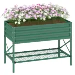 Outsunny 40" x 20" x 10" Raised Garden Bed for Flowers and Vegetables, Metal Raised Flower Beds with Legs, 37 gallons, Green - Image 11