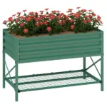 Outsunny 40" x 20" x 10" Raised Garden Bed for Flowers and Vegetables, Metal Raised Flower Beds with Legs, 37 gallons, Green