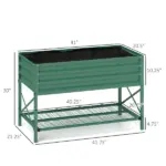 Outsunny 40" x 20" x 10" Raised Garden Bed for Flowers and Vegetables, Metal Raised Flower Beds with Legs, 37 gallons, Green - Image 3