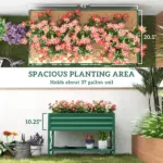 Outsunny 40" x 20" x 10" Raised Garden Bed for Flowers and Vegetables, Metal Raised Flower Beds with Legs, 37 gallons, Green - Image 4