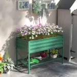 Outsunny 40" x 20" x 10" Raised Garden Bed for Flowers and Vegetables, Metal Raised Flower Beds with Legs, 37 gallons, Green - Image 10