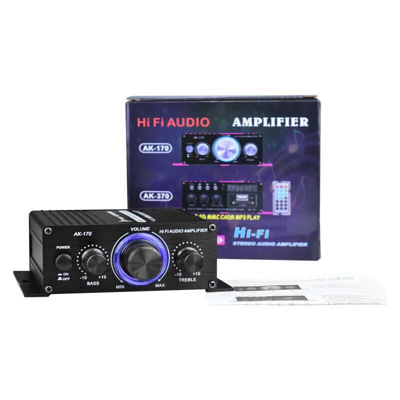 400W Max 12V 2 Channel Stereo Audio Amplifier with Bass and Treble Controls