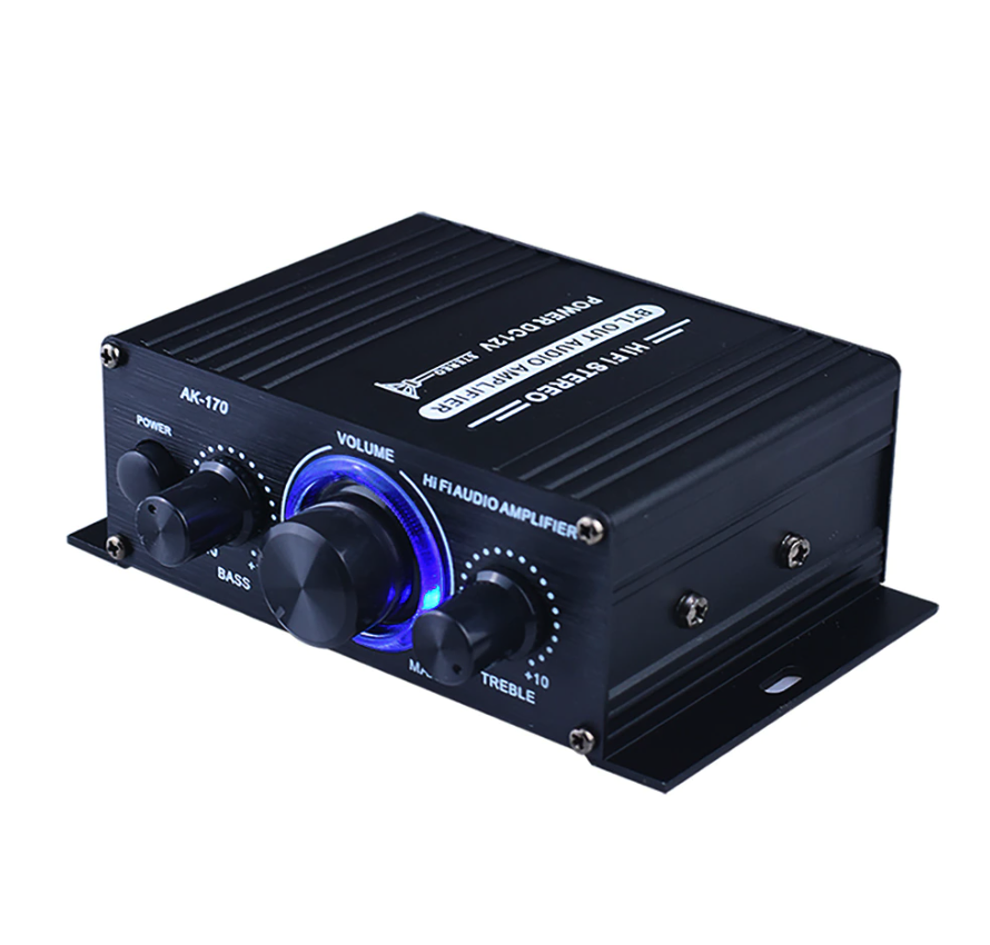 400W Max 12V 2 Channel Stereo Audio Amplifier with Bass and Treble Controls