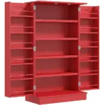 40.9" Kitchen Sideboard Cabinet, Freestanding Kitchen Storage Cabinet w/ Double Doors and 5-tier Shelving for Home, Dining Room, Red