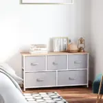 40L Storage Cube Dresser with 5 Drawers, Horizontal Organizer, Fabric Bins for Bedroom - Image 10