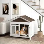 40"L Wooden Dog House Outdoor Indoor for Small, Medium, Large Dogs, with Air Vents and Elevated Removable Floor - Image 2