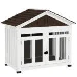 40"L Wooden Dog House Outdoor Indoor for Small, Medium, Large Dogs, with Air Vents and Elevated Removable Floor - Image 11
