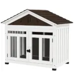 40"L Wooden Dog House Outdoor Indoor for Small, Medium, Large Dogs, with Air Vents and Elevated Removable Floor