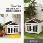 40"L Wooden Dog House Outdoor Indoor for Small, Medium, Large Dogs, with Air Vents and Elevated Removable Floor - Image 4