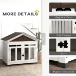 40"L Wooden Dog House Outdoor Indoor for Small, Medium, Large Dogs, with Air Vents and Elevated Removable Floor - Image 8