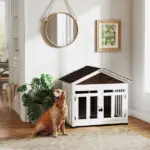 40"L Wooden Dog House Outdoor Indoor for Small, Medium, Large Dogs, with Air Vents and Elevated Removable Floor - Image 10