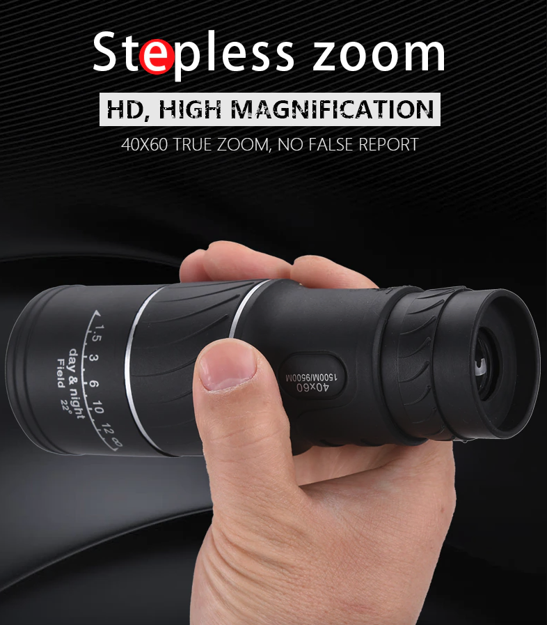 40x60 Monocular Telescope with BAK4 Prism and Low Light Viewing