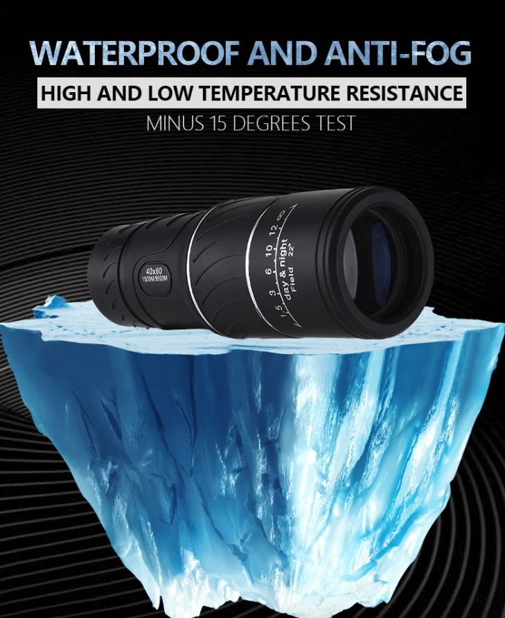 40x60 Monocular Telescope with BAK4 Prism and Low Light Viewing