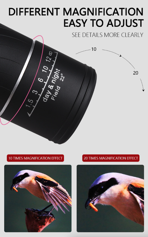 40x60 Monocular Telescope with BAK4 Prism and Low Light Viewing