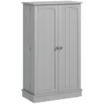HOMCOM 41" Kitchen Pantry Storage Modern 2-Door Cabinet with 5-Tier Shelving 12 Spice Racks Adjustable Shelves Gray - Image 11
