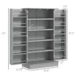 HOMCOM 41" Kitchen Pantry Storage Modern 2-Door Cabinet with 5-Tier Shelving 12 Spice Racks Adjustable Shelves Gray - Image 3