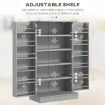 HOMCOM 41" Kitchen Pantry Storage Modern 2-Door Cabinet with 5-Tier Shelving 12 Spice Racks Adjustable Shelves Gray - Image 5