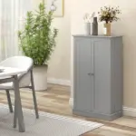 HOMCOM 41" Kitchen Pantry Storage Modern 2-Door Cabinet with 5-Tier Shelving 12 Spice Racks Adjustable Shelves Gray - Image 7