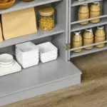 HOMCOM 41" Kitchen Pantry Storage Modern 2-Door Cabinet with 5-Tier Shelving 12 Spice Racks Adjustable Shelves Gray - Image 8