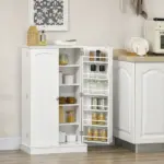 HOMCOM 41" Kitchen Sideboard Cabinet with 5-Tier Shelving 12 Spice Racks Adjustable Shelves, White - Image 11