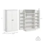 HOMCOM 41" Kitchen Sideboard Cabinet with 5-Tier Shelving 12 Spice Racks Adjustable Shelves, White - Image 3
