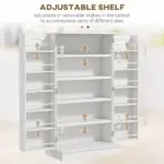 HOMCOM 41" Kitchen Sideboard Cabinet with 5-Tier Shelving 12 Spice Racks Adjustable Shelves, White - Image 5