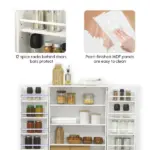 HOMCOM 41" Kitchen Sideboard Cabinet with 5-Tier Shelving 12 Spice Racks Adjustable Shelves, White - Image 6