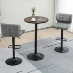 42 Bar Height Round Table Weathered Wood Top Steel Frame for Home Bar Kitchen Dining Room Brown Black - Image 2