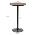 42 Bar Height Round Table Weathered Wood Top Steel Frame for Home Bar Kitchen Dining Room Brown Black - Image 3