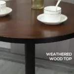 42 Bar Height Round Table Weathered Wood Top Steel Frame for Home Bar Kitchen Dining Room Brown Black - Image 5