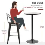 42 Bar Height Round Table Weathered Wood Top Steel Frame for Home Bar Kitchen Dining Room Brown Black - Image 7