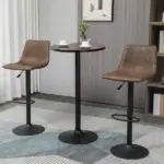 42 Bar Height Round Table Weathered Wood Top Steel Frame for Home Bar Kitchen Dining Room Brown Black - Image 10