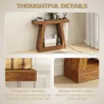 42" Farmhouse Console Table, 2-Tier Entryway Table with Storage for Hallway, Living Room, Behind Couch, Rustic Brown - Image 3