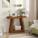 42" Farmhouse Console Table, 2-Tier Entryway Table with Storage for Hallway, Living Room, Behind Couch, Rustic Brown - Image 6