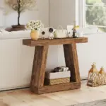 42" Farmhouse Console Table, 2-Tier Entryway Table with Storage for Hallway, Living Room, Behind Couch, Rustic Brown - Image 7
