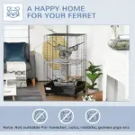 PawHut 42" Hamster Cage, Small Animal Cage Habitat for Ferret with Wheels, Hammocks, Tunnels and 3 Doors, Black - Image 4