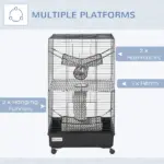 PawHut 42" Hamster Cage, Small Animal Cage Habitat for Ferret with Wheels, Hammocks, Tunnels and 3 Doors, Black - Image 7