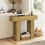HOMCOM 42 Inch Console Table, Sofa Table Behind the Couch with Thickened Tabletop for Living Room, Hallway, Entrance, Oak - Image 5