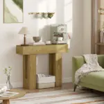HOMCOM 42 Inch Console Table, Sofa Table Behind the Couch with Thickened Tabletop for Living Room, Hallway, Entrance, Oak - Image 7