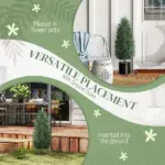 HOMCOM 43.3 Inch Set of 2 Artificial Cypress Topiary Tree, Indoor Outdoor UV Resistant Faux Plants with Ground Stake for Garden - Image 6