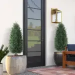 HOMCOM 43.3 Inch Set of 2 Artificial Cypress Topiary Tree, Indoor Outdoor UV Resistant Faux Plants with Ground Stake for Garden - Image 10