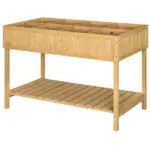 Outsunny 43x18x30in Raised Garden Bed with 8 Pockets and Shelf, Wooden Elevated Planter Box with Legs to Grow Herbs, Vegetables, and Flowers, Natural - Image 11
