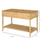 Outsunny 43x18x30in Raised Garden Bed with 8 Pockets and Shelf, Wooden Elevated Planter Box with Legs to Grow Herbs, Vegetables, and Flowers, Natural - Image 3