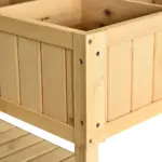 Outsunny 43x18x30in Raised Garden Bed with 8 Pockets and Shelf, Wooden Elevated Planter Box with Legs to Grow Herbs, Vegetables, and Flowers, Natural - Image 8