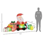4.4' Inflatable Santa Claus and Gift Boxes with White LED Lights, Blow-Up Outdoor Display for Party - Image 3
