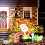 4.4' Inflatable Santa Claus and Gift Boxes with White LED Lights, Blow-Up Outdoor Display for Party - Image 8
