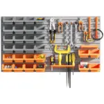 44 PCS Wall Mounted Pegboard Tool Organizer Rack Kit with Various Sized Storage Bins, Pegboard and Hooks, Orange - Image 11