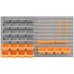 44 PCS Wall Mounted Pegboard Tool Organizer Rack Kit with Various Sized Storage Bins, Pegboard and Hooks, Orange