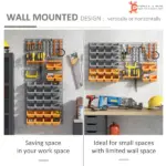 44 PCS Wall Mounted Pegboard Tool Organizer Rack Kit with Various Sized Storage Bins, Pegboard and Hooks, Orange - Image 4